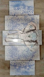 Multi-Panel Canvas Wall Art with Elephant and Mandala Motifs