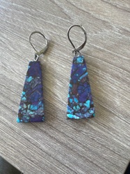 Reconstructed Turquoise and Blue Stone Dangle Earrings