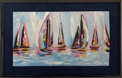 Abstract Impressionist Sailboat Regatta Painting