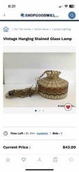 Vintage Hanging Stained Glass Lamp