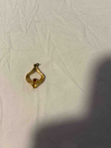 Abstract Gold Pendant with Ruby Accent