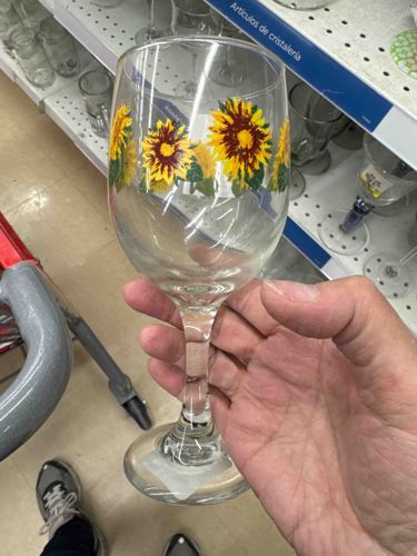 Hand-Painted Sunflower Wine Glass