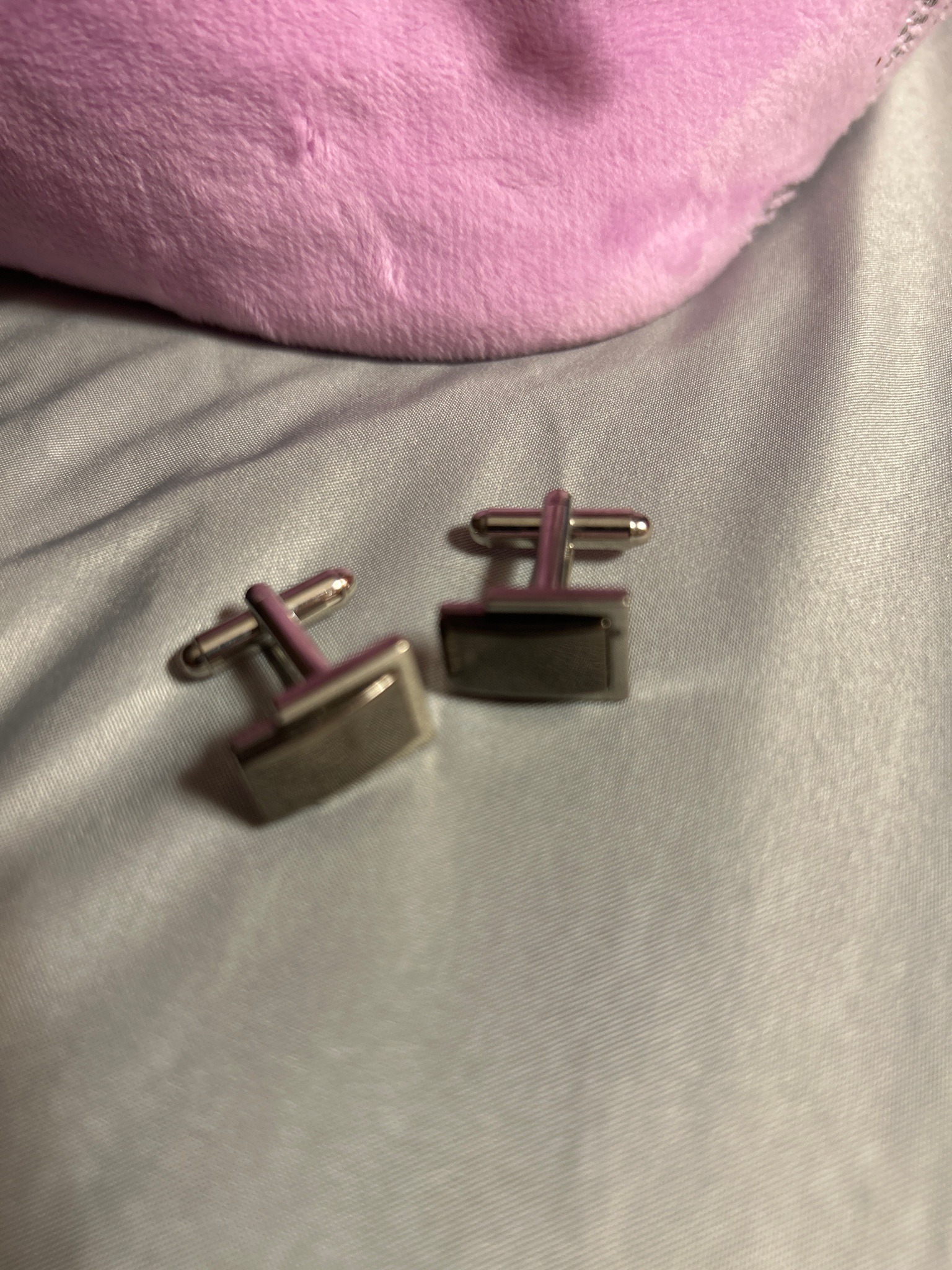 Submitted photo of Silver-tone metal rectangular cufflinks
