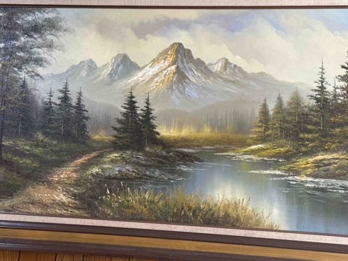 Mid-Century Alpine Landscape Oil Painting
