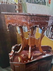 Carved Hardwood Console Table with Greek Key and Floral Motifs