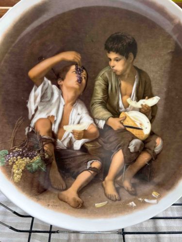 Westminster Fine China Decorative Plate 'Two Boys Eating Grapes and Melon'