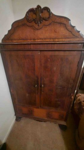 Art Deco Wardrobe with Carved Pediment