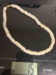 Flat Heishi Shell Bead Necklace with Gold-Tone Clasp