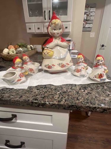 Vintage Little Red Riding Hood Ceramic Kitchenware Set