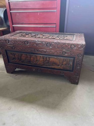 Carved Camphor Wood Chest
