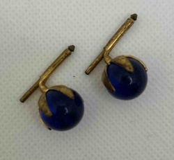 Vintage Cobalt Blue Glass Ball Cuff Links