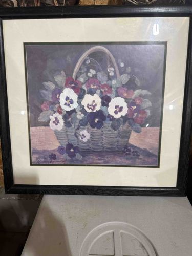 Framed Floral Basket Art Print