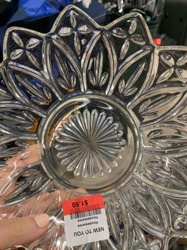 Pressed Glass Sunflower/Daisy Divided Serving Dish