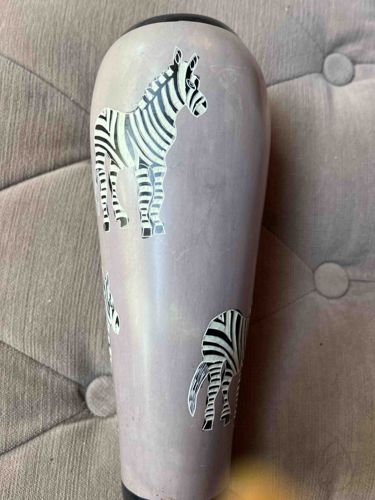 African-inspired Zebra Carved Soapstone Vase