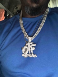 Diamond-Encrusted 'OTF' Pendant with Cuban Link Chain