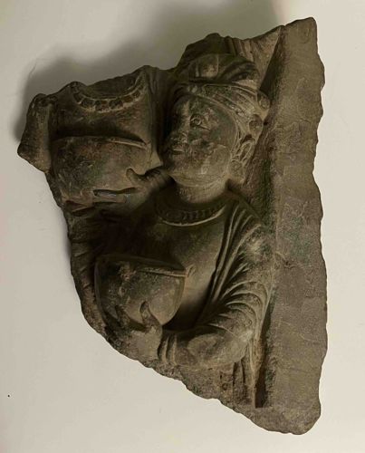 Ancient Stone Architectural Fragment with Figural Carving