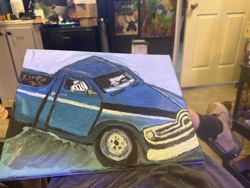 Blue Pickup Truck Painting (Artist Hippo)