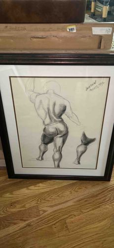 Framed Graphite Drawing of a Male Figure by Mason, Dated 1992