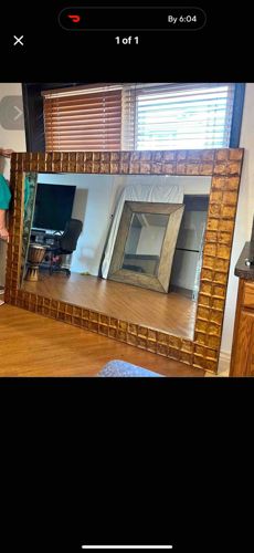 Large Ornate Square-Patterned Wall Mirror