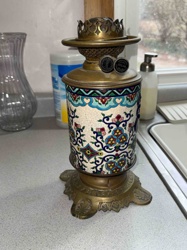 Persian Enamelled Kerosene Lamp
