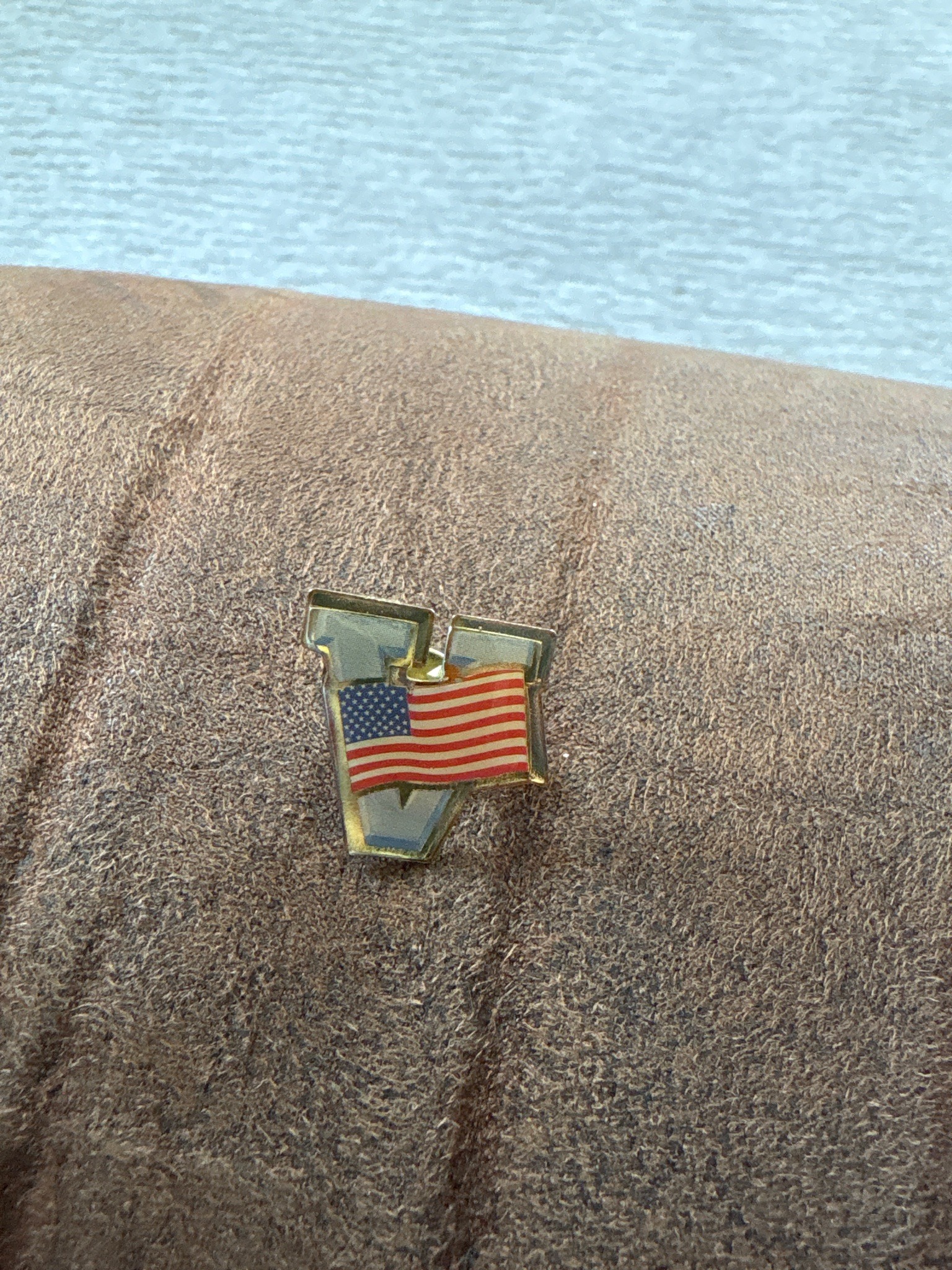 Submitted photo of V-shaped American flag lapel pin