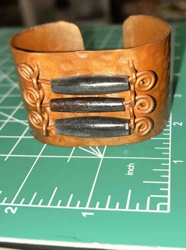 Hammered Copper Cuff Bracelet with Black Beaded Accent