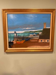 Serge Shart Oil on Canvas Harbor Scene Painting