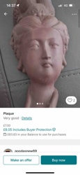 East Asian Style Terracotta Plaque of a Figure's Head