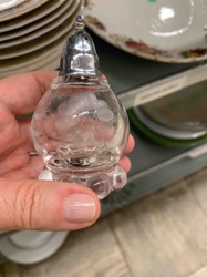 Etched Glass Sugar Shaker with Silver/Silver-Plated Lid