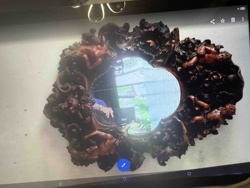 Ornate Carved Wood Wall Mirror with Putti Figures
