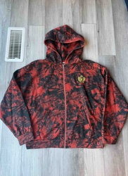 Red and Black Graffiti Print Full-Zip Hoodie