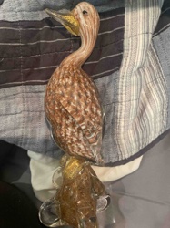 Murano Blown Glass Duck Figure with Aventurine