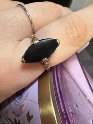 Marquise Cut Black Stone Gold Tone Ring
