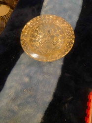 Clear Pressed Glass Bowl with Starburst Pattern