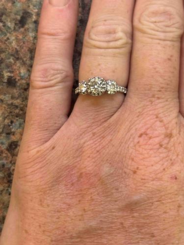 Three-Stone Diamond Ring with Pavé Accents