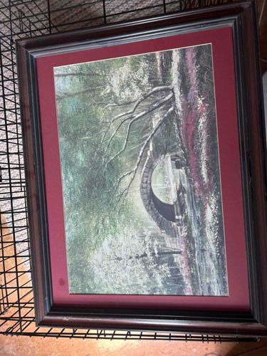 Framed Impressionist Landscape Lithograph