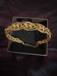 Braided Gold-Plated Bracelet with Textured Beads