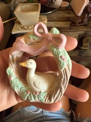Duck in Wreath Figurine