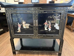 Chinese Lacquer Inlaid Cabinet with Figural and Architectural Scenes