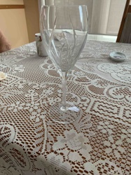 Etched Crystal Wine Goblet with Twisted Stem