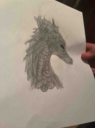 Pencil Drawing of a Dragon Head