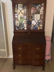 Secretary Desk with Glass-Front Hutch