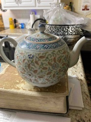 Asian-Style Floral and Geometric Pattern Teapot