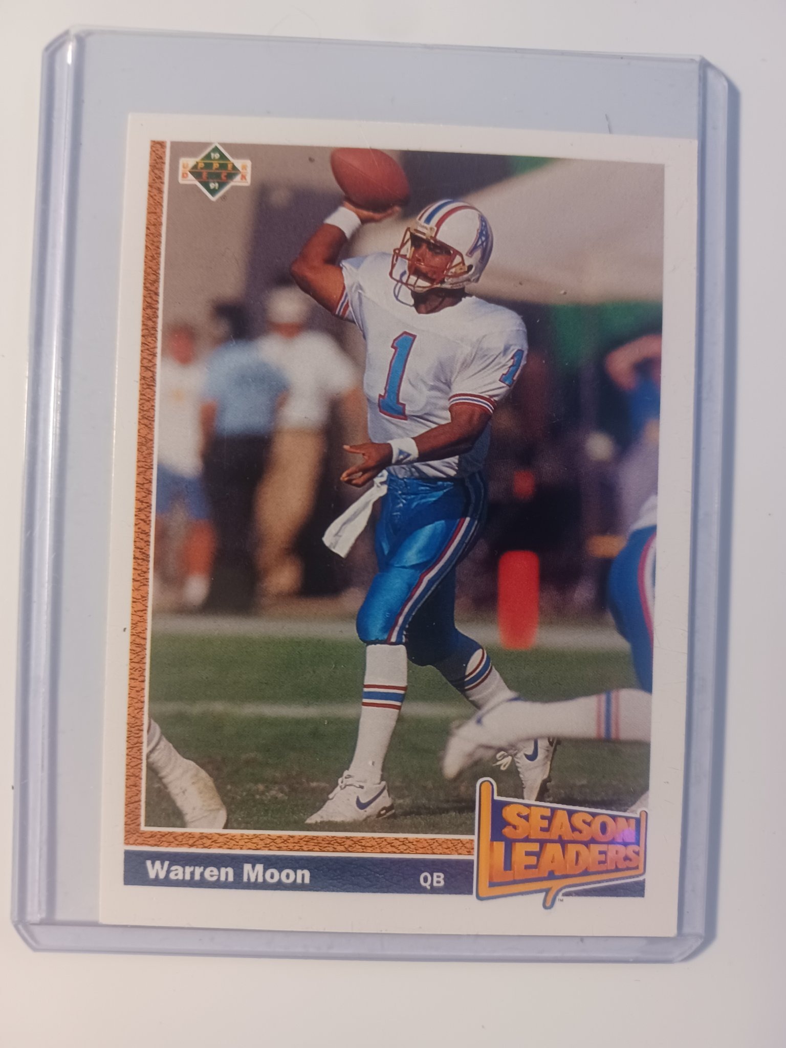 Submitted photo of Warren Moon Upper Deck Season Leaders Football Card (not authenticated)