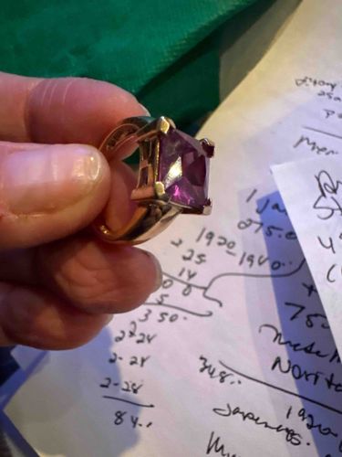 Princess-Cut Purple Gemstone Gold Solitaire Ring