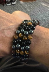 Multi-Strand Beaded Bracelet with Tiger's Eye, Onyx, and Hematite