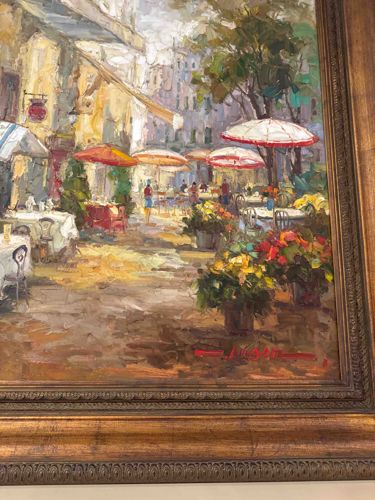 Impressionist Style European Street Scene Oil Painting