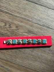 Southwestern Style Turquoise and Silver-Tone Link Bracelet