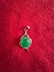 Jade Cabochon Pendant with Accented Silver Setting