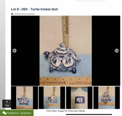 Blue and White Ceramic Turtle Trinket Dish with Animal Motifs